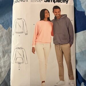 Simplicity S9240 Unisex sweatshirt pullover Pattern